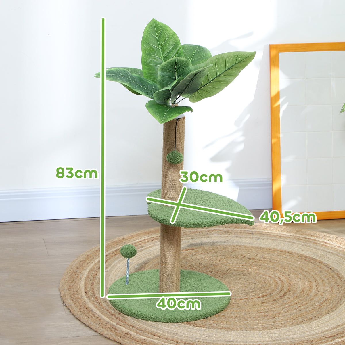 Tiragraffi per gatti a forma di albero, 83 cm, verde