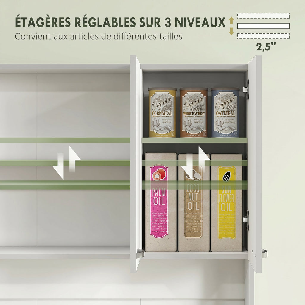 Buffet de cuisine armoire de cuisine contemporaine multi-rangements 6 portes 1 tiroir + grand plateau-4