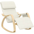 Fauteuil relax à bascule fauteuil allaitement avec repose-pieds réglable, poche latérale et appui-tête, blanc crème-0