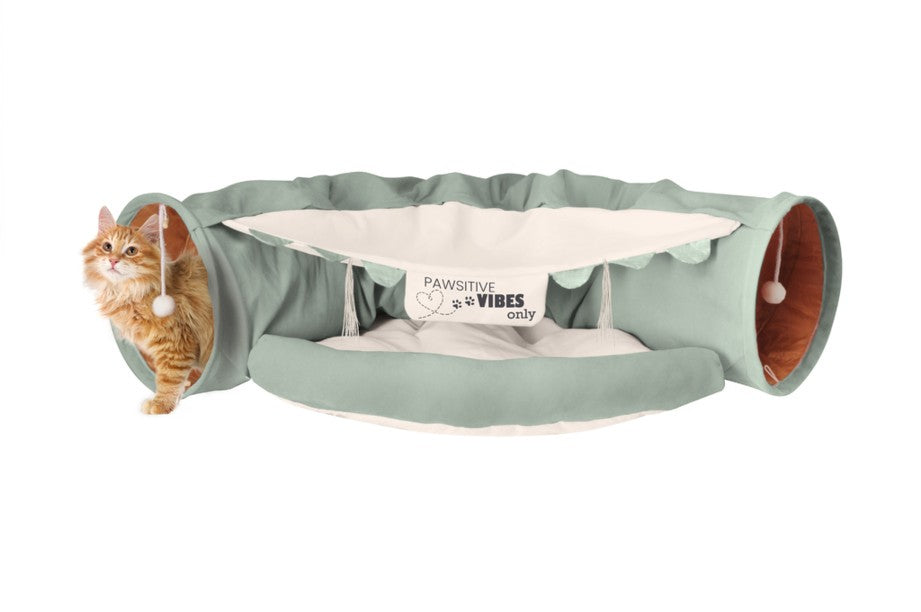 PLAY Tunnel - tunnel pieghevole con giochi e area comfort - verde