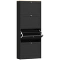 Meuble à chaussures 24 paires, armoire à chaussures avec 4 tiroirs rabattables, étagères réglables, 60x23,5x153cm, noir-0