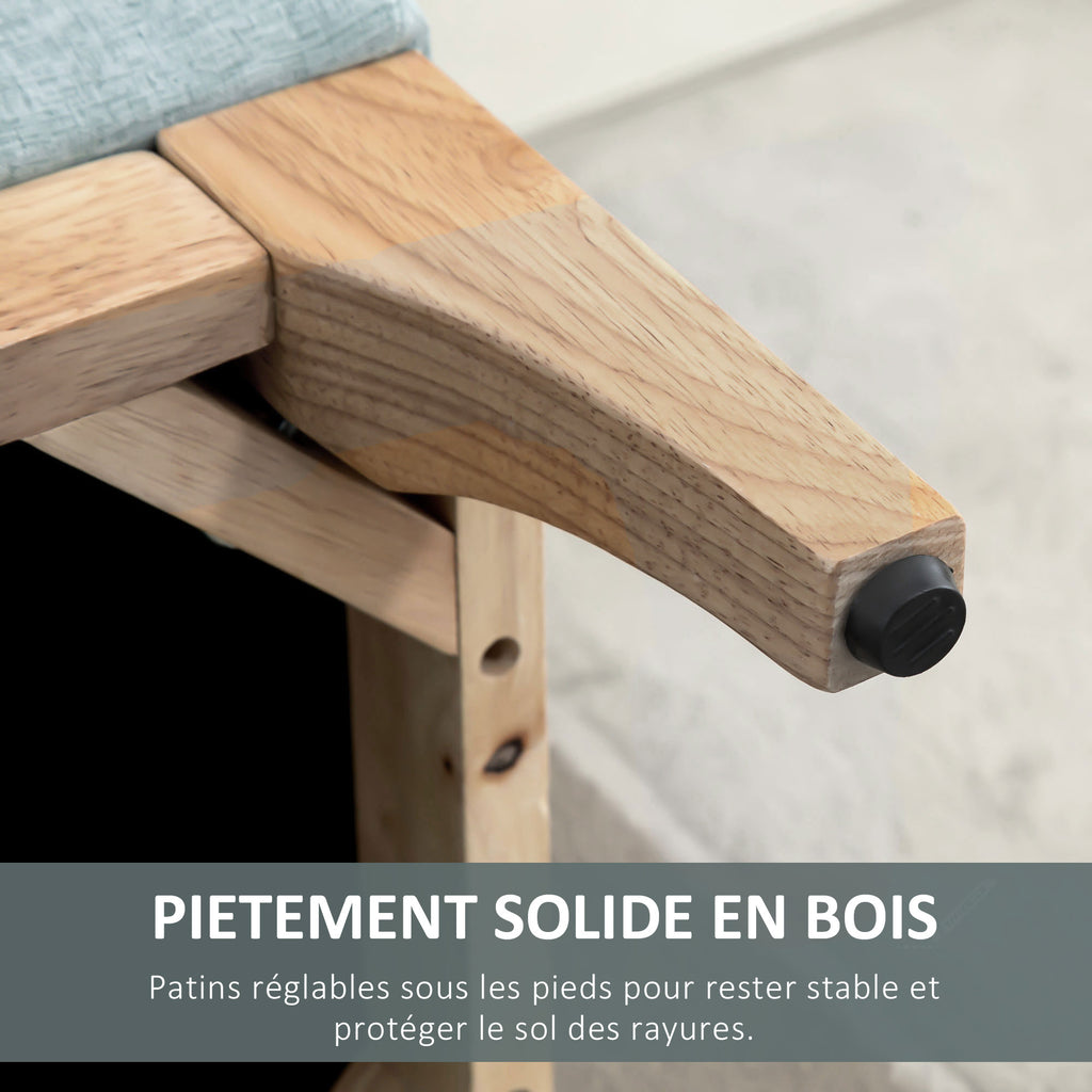 Banc de rangement, coffre de rangement avec couvercle amovible style scandinave, bout de lit en tissu lin, 110 x 39 x 45 cm, vert clair-5