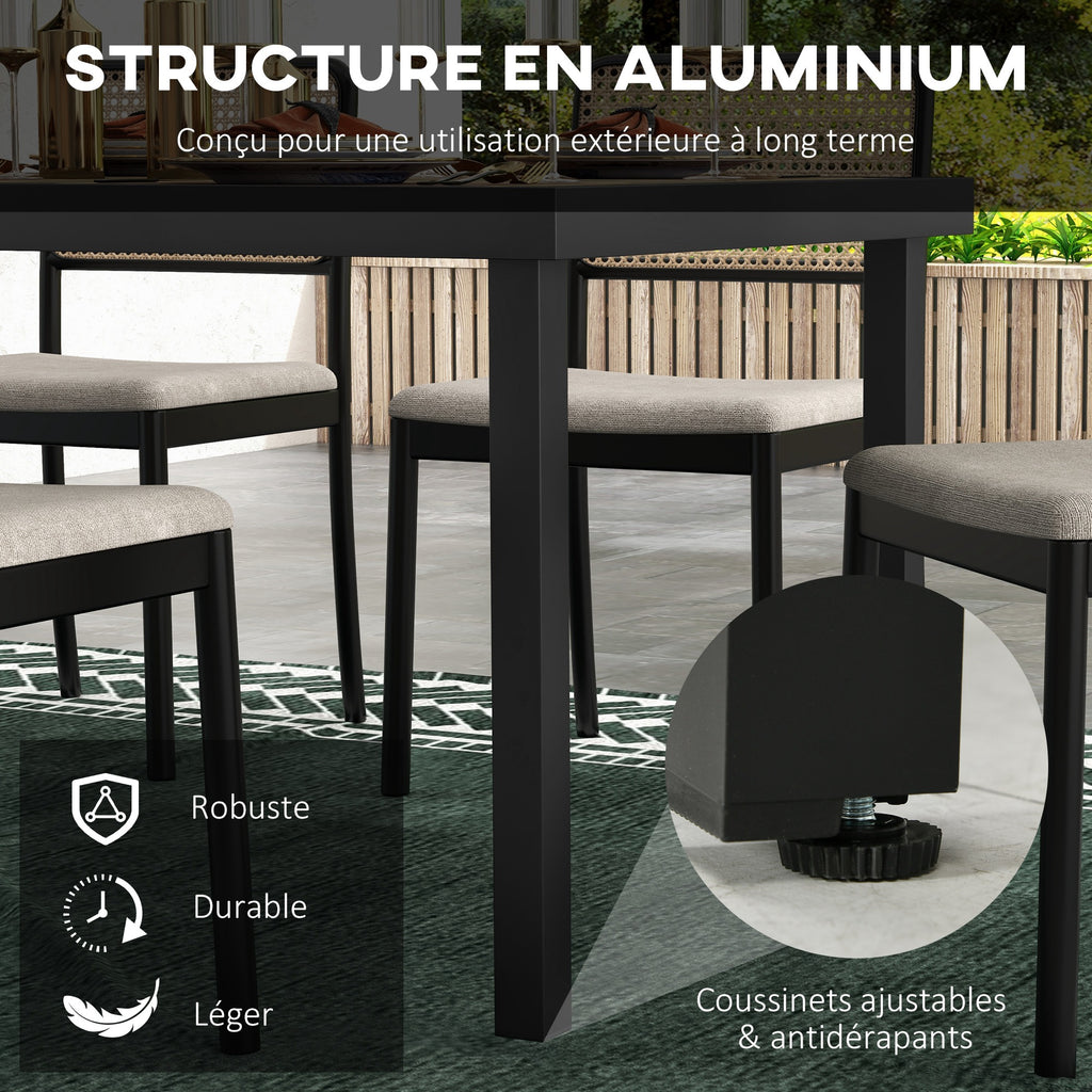 Table de jardin rectangulaire pour 8 personnes en aluminium table de salle à manger extétieur plateau PE à lattes-4