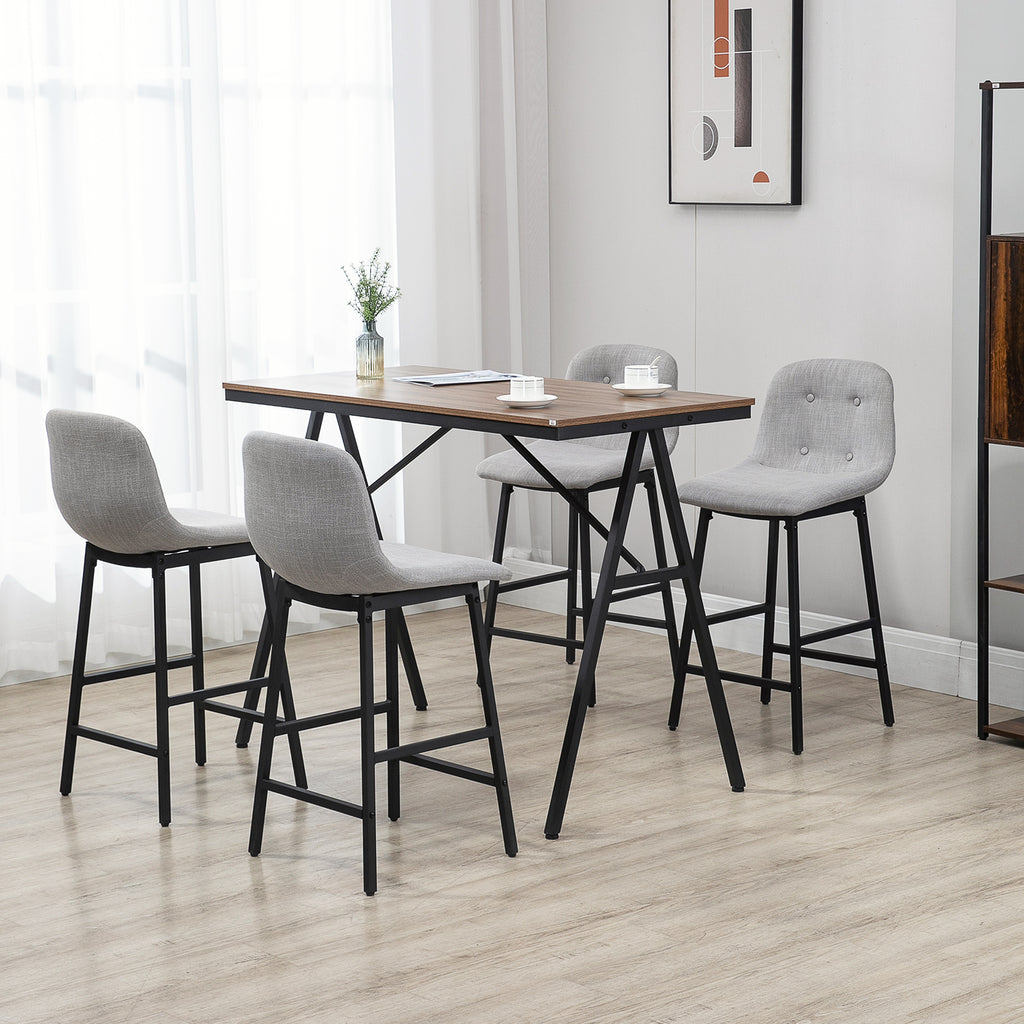 Ensemble table de bar avec tabourets table à manger debout avec 4 chaises rembourrées pieds en acier 120x60x91cm gris-9