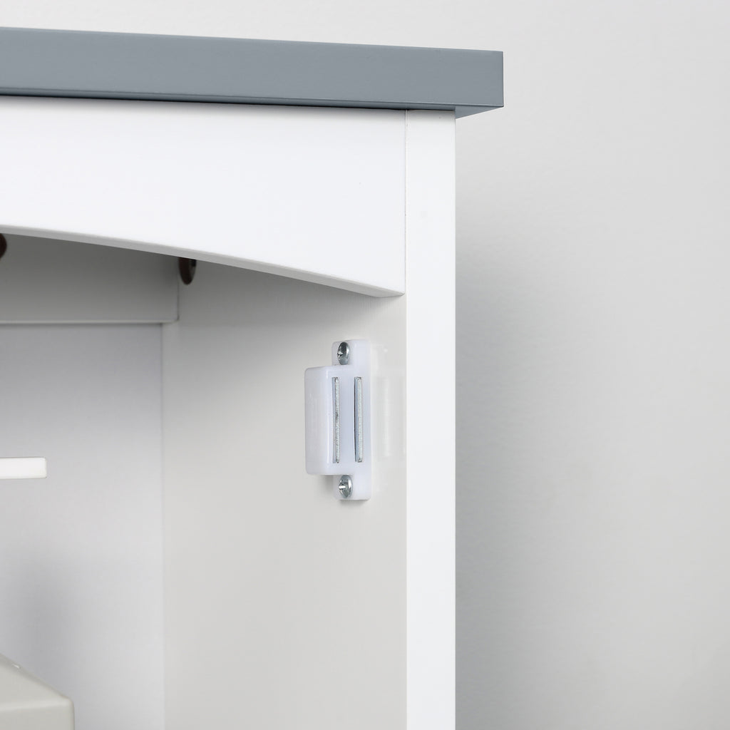 Meuble wc suspendu armoire à pharmacie murale armoire salle de bain rangement avec porte et étagère réglable - 41 x 18,5 x 52 cm - MDF - blanc-9