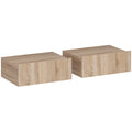 Lot de 2 tables de chevet murales, tables de nuit suspendues avec tiroir coulissant, 40 x 30 x 15 cm, chêne-0