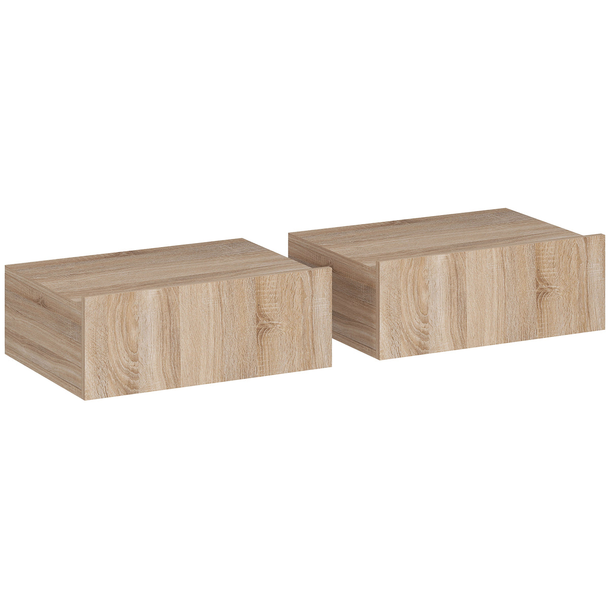 Lot de 2 tables de chevet murales, tables de nuit suspendues avec tiroir coulissant, 40 x 30 x 15 cm, chêne-0