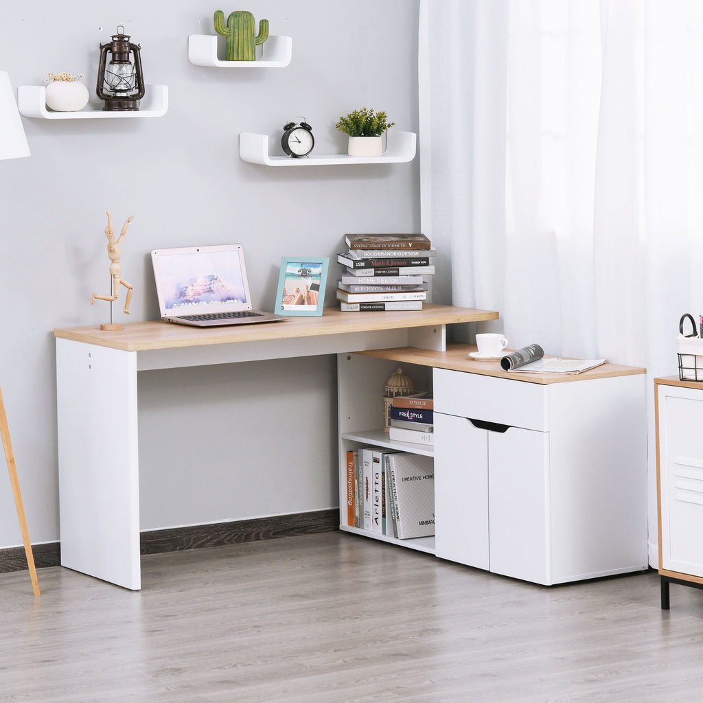 Bureau informatique multimédia modulable multi-rangements double niche + tiroir et placard en bois-9