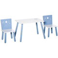 Table enfant avec chaise, ensemble table et 2 chaises en bois pour dessiner, jouer, étudier, bleu-0