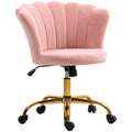 Chaise bureau en velours, chaise coiffeuse avec dossier en pétale, hauteur réglable, 69 x 64 x 80-90 cm, rose-0
