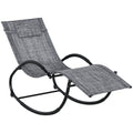 Chaise longue à bascule avec tétière utilisation extérieure intérieure gris chiné-0