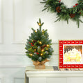 Albero di Natale da tavolo 60 cm con 20 LED, pigne e bacche rosse
