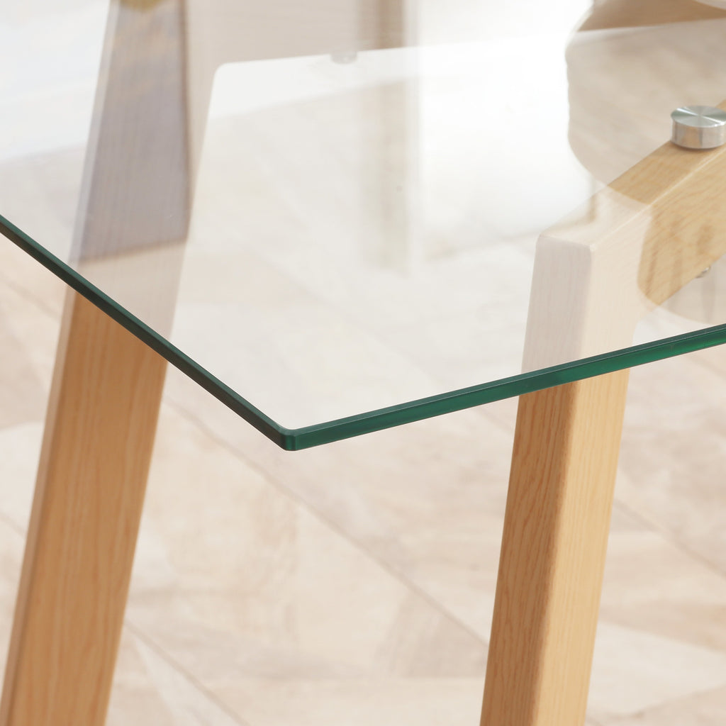 Table à manger pour 4 personnes, 120x60x76cm, table de cuisine, plateau en verre trempé et pieds en acier, transparent-7
