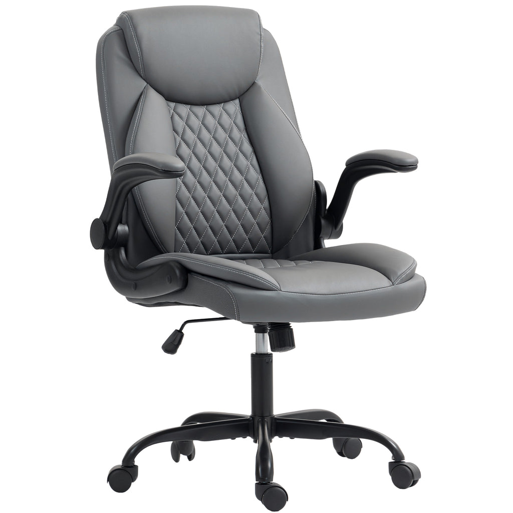 Fauteuil de bureau, chaise bureau ergonomique avec accoudoirs relevables, hauteur réglable, fonction de bascule, gris-0