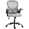 Chaise Bureau Ergonomique, Fauteuil de Bureau Maille, Accoudoirs Relevables, Hauteur Réglable, Fonction Bascule, Gris-0