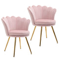 Lot de 2 fauteuil coquillage Fauteuil rose Fauteuil de salon Chaise en velours pieds métal dorés effilés dim. 67l x 64P x 77H cm rose-0