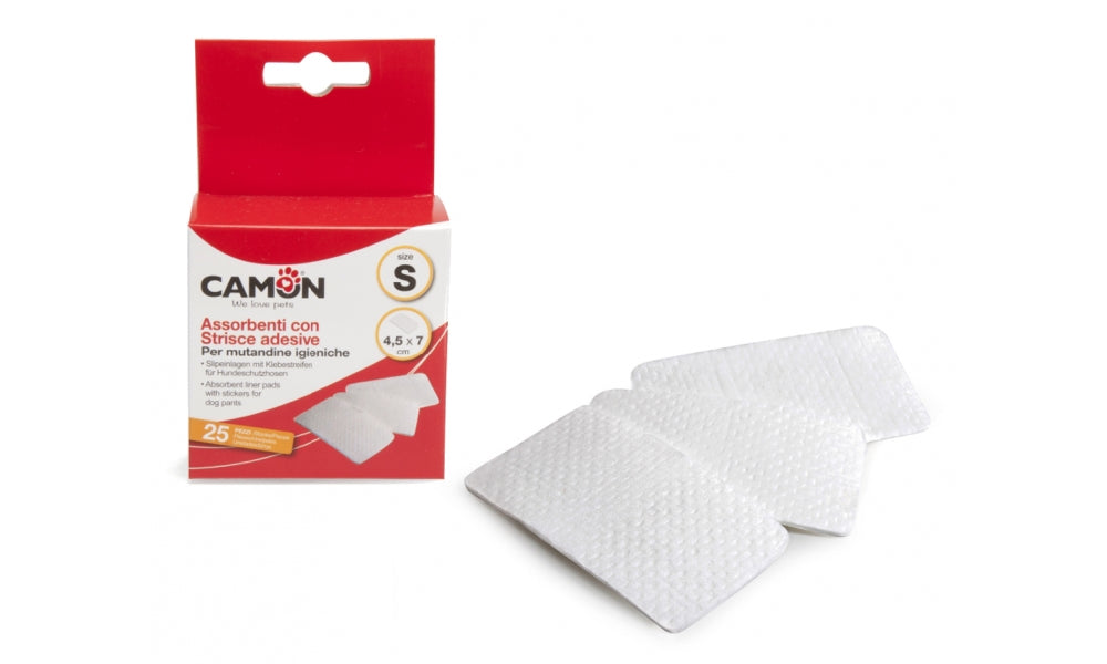 CAMON ASSORBENTI CON STRISCE ADESIVE PER MUTANDINE IGENICHE 25 PZ. / TG. S