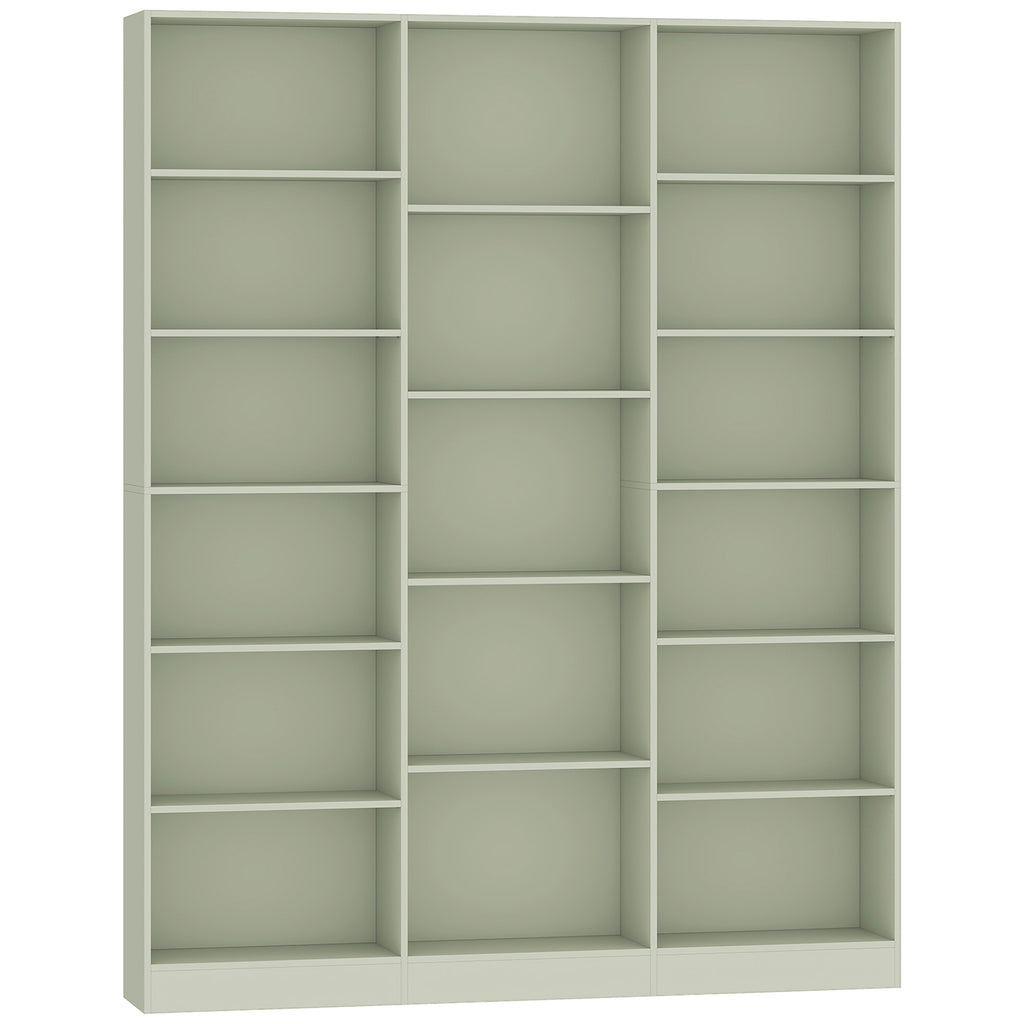 Bibliothèque 6 Niveaux, Étagère de Rangement avec 17 Compartiments et Étagères Réglables, 149 x 23,6 x 188 cm, Vert-0