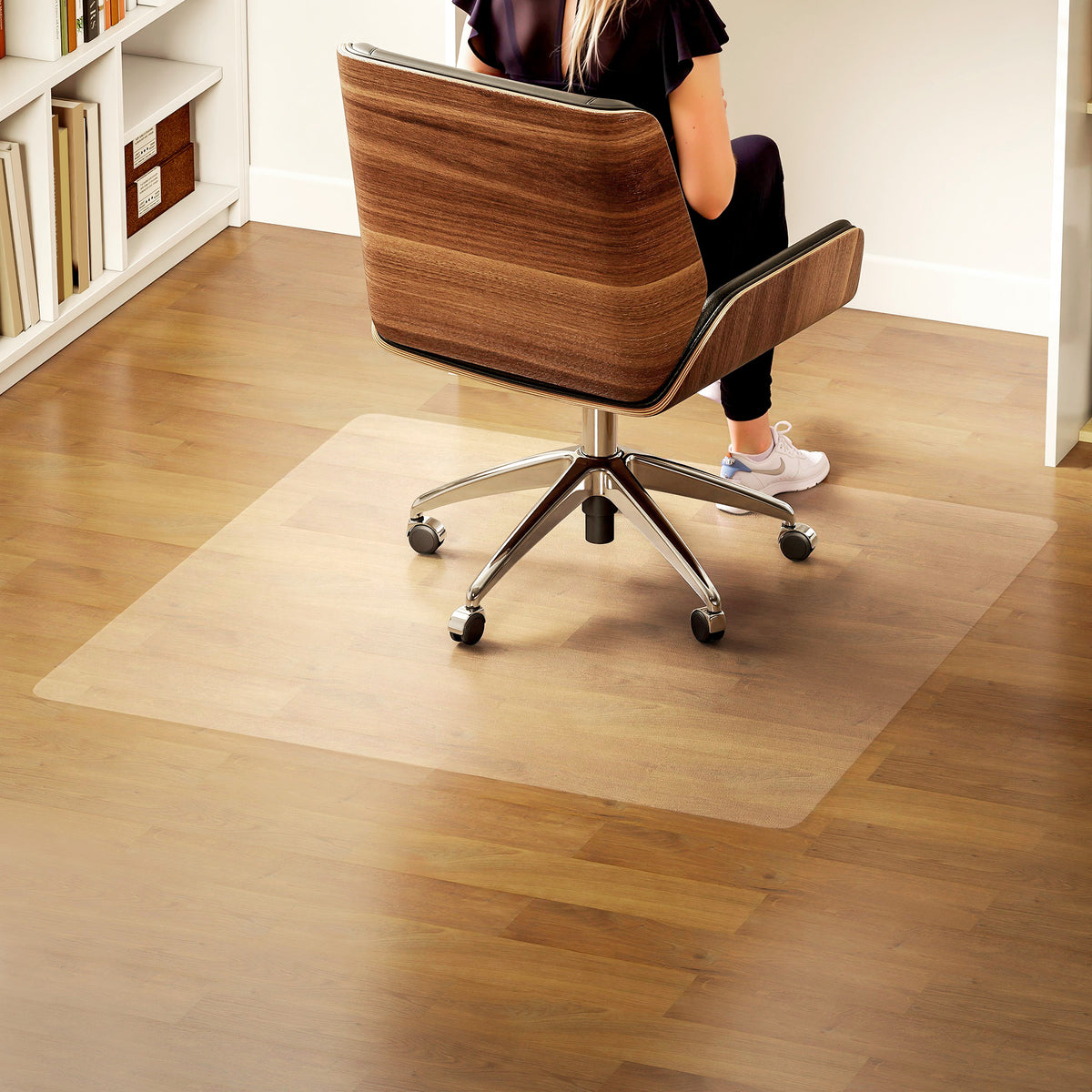 Tapis de chaise de bureau rectangulaire, antidérapants en plastique transparent 120x120cm-7
