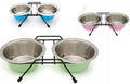 LEOPET SUPPORTO DOPPIO CON CIOTOLE COLORATE IN ACCIAIO INOX (Ø 21,5 CM. / 2 x 1,8 LT.)