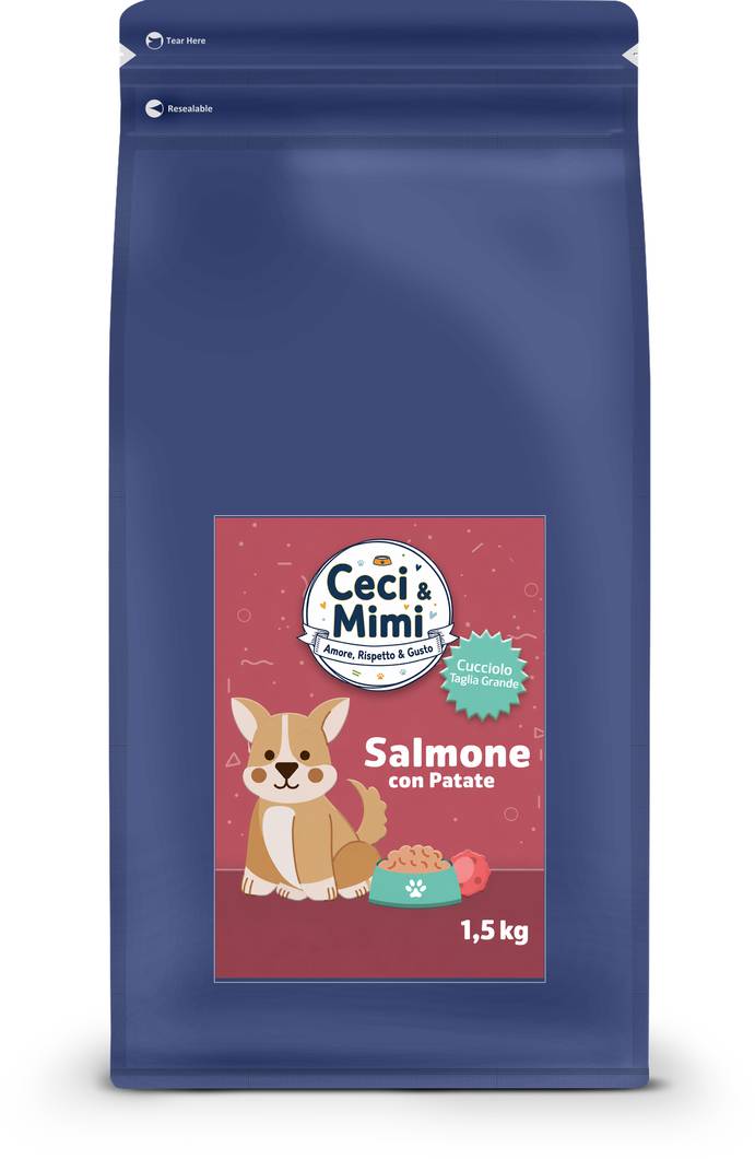 CECI & MIMI DOG - SUPER PREMIUM PUPPY LARGE SALMONE & PATATE 1,5 KG.