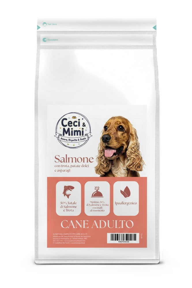 CECI & MIMI DOG - GRAIN FREE ADULT SALMONE, TROTA, PATATE DOLCI & ASPARAGI 12 KG.