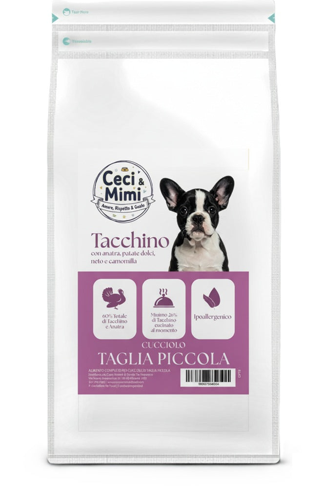 CECI & MIMI DOG - GRAIN FREE PUPPY SMALL TACCHINO, ANATRA, PATATE DOLCI, ANETO & CAMOMILLA 2 KG.