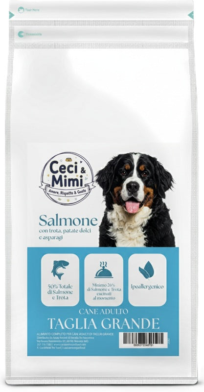 CECI & MIMI DOG - GRAIN FREE ADULT LARGE SALMONE, TROTA, PATATE DOLCI & ASPARAGI 2 KG.
