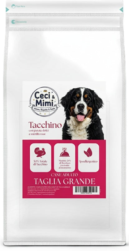 CECI & MIMI DOG - GRAIN FREE ADULT LARGE TACCHINO, PATATE DOLCI & MIRTILLI ROSSI 2 KG.