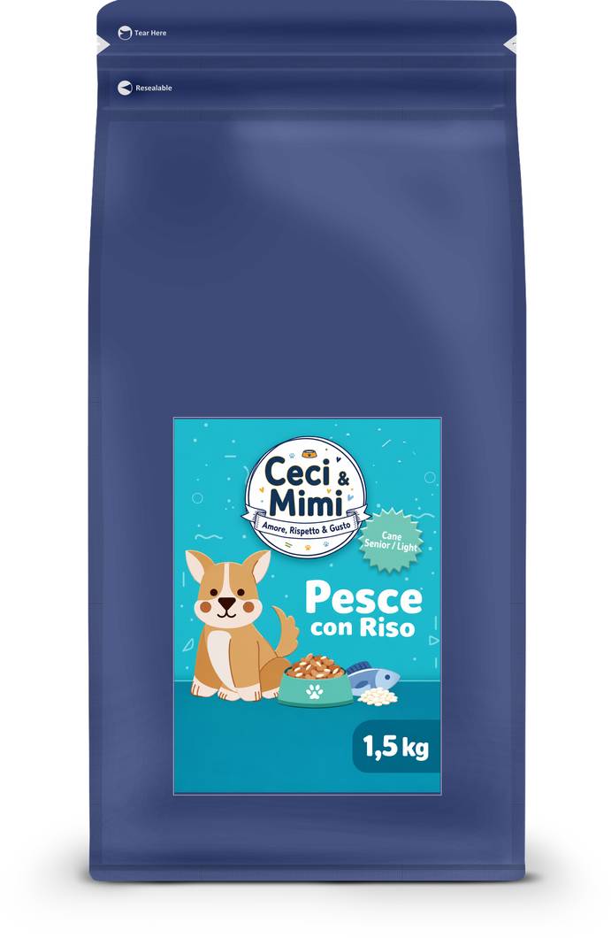 CECI & MIMI DOG - SUPER PREMIUM SENIOR/LIGHT PESCE & RISO 1,5 KG.