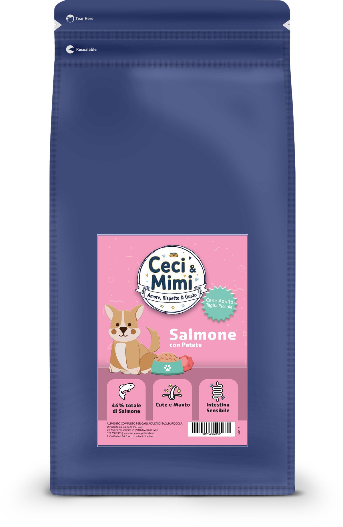 CECI & MIMI DOG - SUPER PREMIUM ADULT SMALL SALMONE & PATATE 1,5 KG.