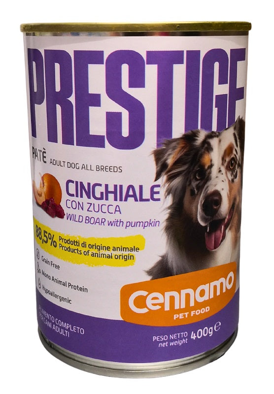 PRESTIGE DOG PATE' ADULT CINGHIALE & ZUCCA 400 GR.