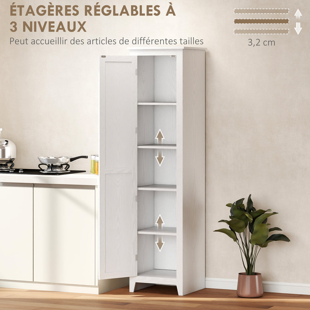Armoire de Rangement buffet cuisine avec 2 étagères réglables- Hauteur 170 cm en Bois Blanc-4