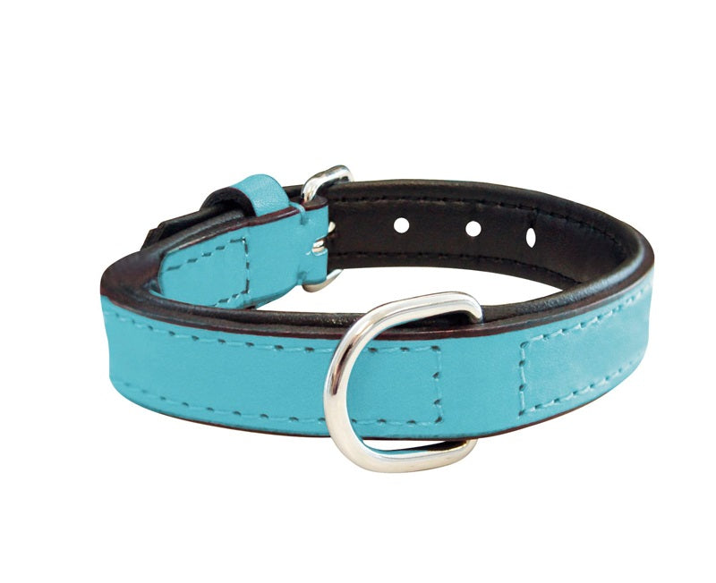 GLORIA COLLARE IN PELLE IMBOTTITO 50 CM. AZZURRO