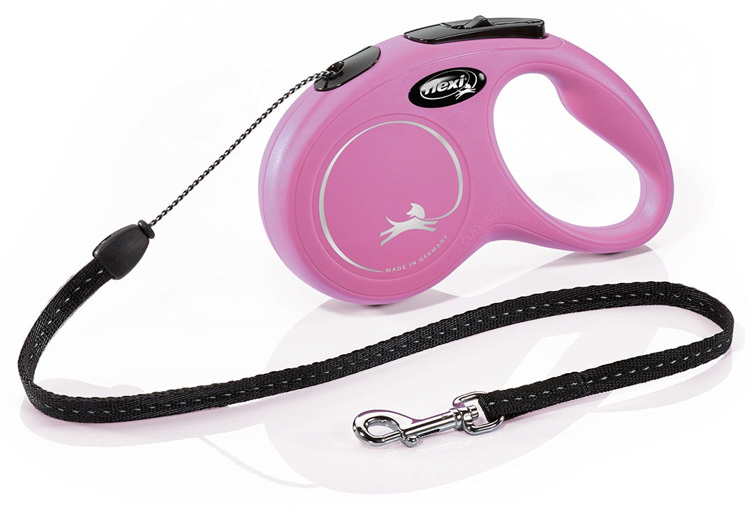 FLEXI NEW CLASSIC COMPACT GUINZAGLIO ESTENSIBILE CORDA 5M. TG. S ROSA