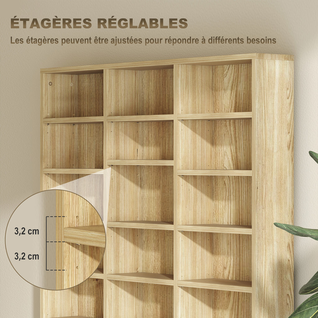 Rangements pour CD et DVD, étagère rangement 1116 CD/528 DVD, 36 compartiments et étagères réglables, chêne-4