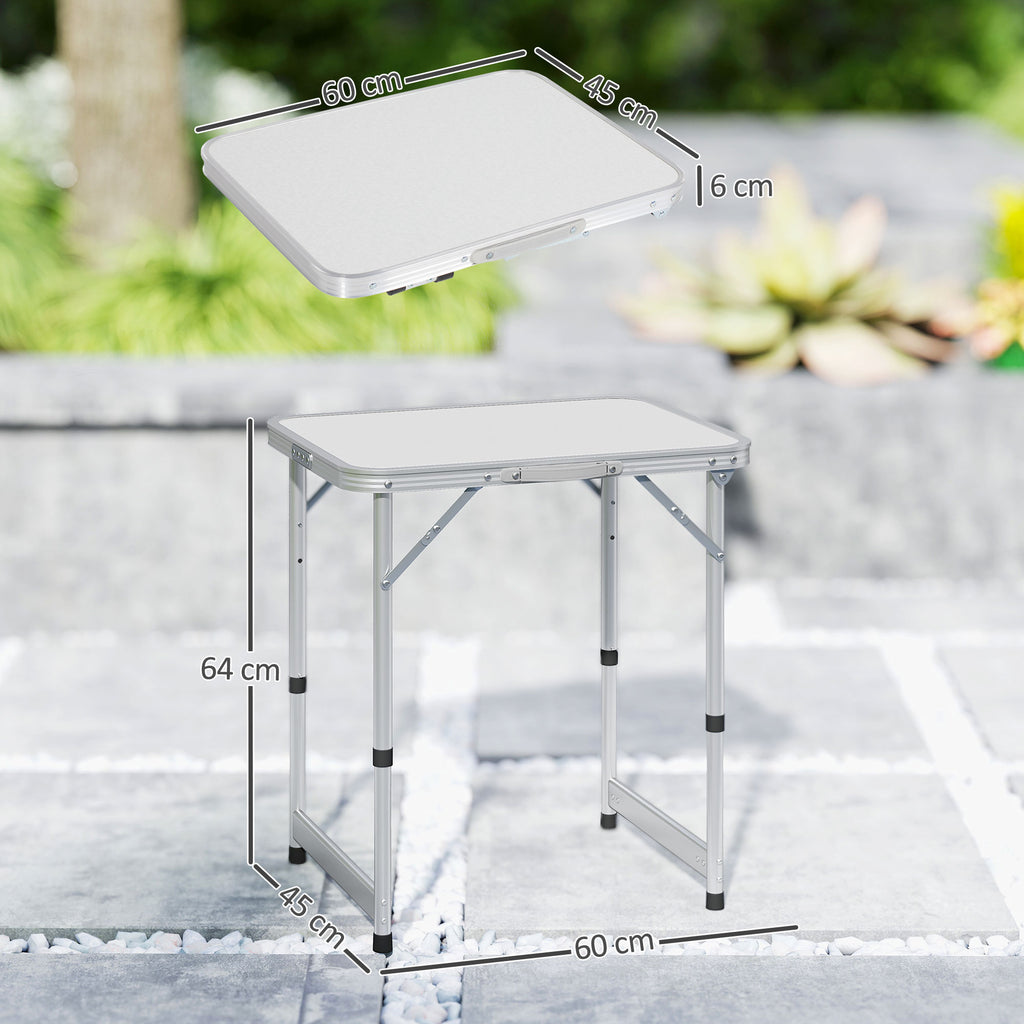 Table Pliante Table de Camping Table de Jardin Hauteur réglable Aluminium MDF Blanc-2