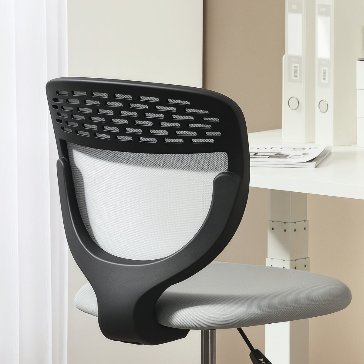 Chaise de bureau ergonomique en maille, chaise de dessin, hauteur et repose-pieds réglable, 59 x 59 x 106-126 cm, gris-8