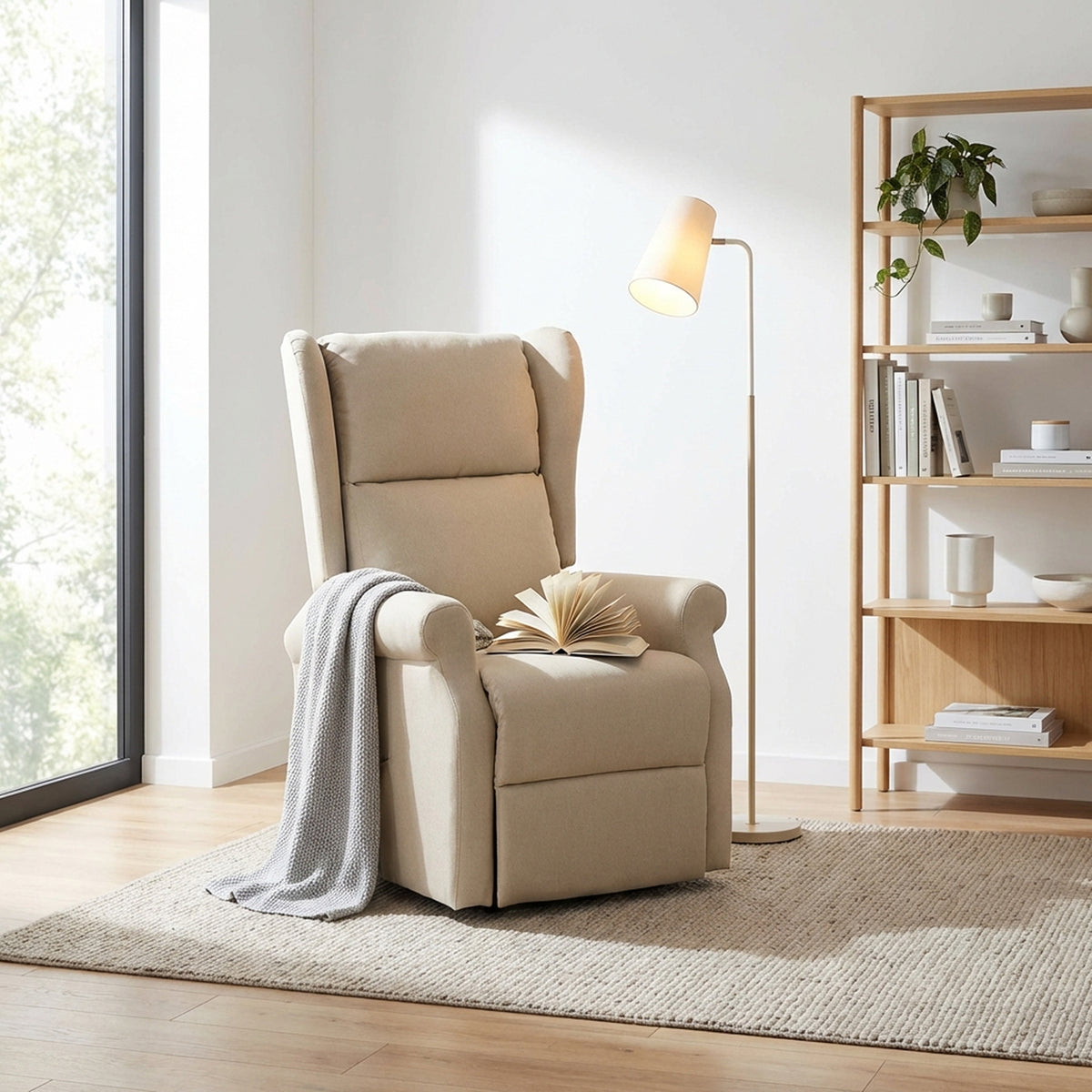 Fauteuil releveur inclinable avec Repose-Pied Fauteuil de Relaxation électrique Ajustable Lin Crème-9