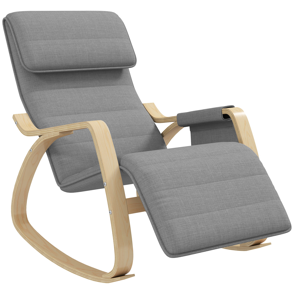 Fauteuil relax à bascule fauteuil allaitement avec repose-pieds réglable, poche latérale et appui-tête, gris-0
