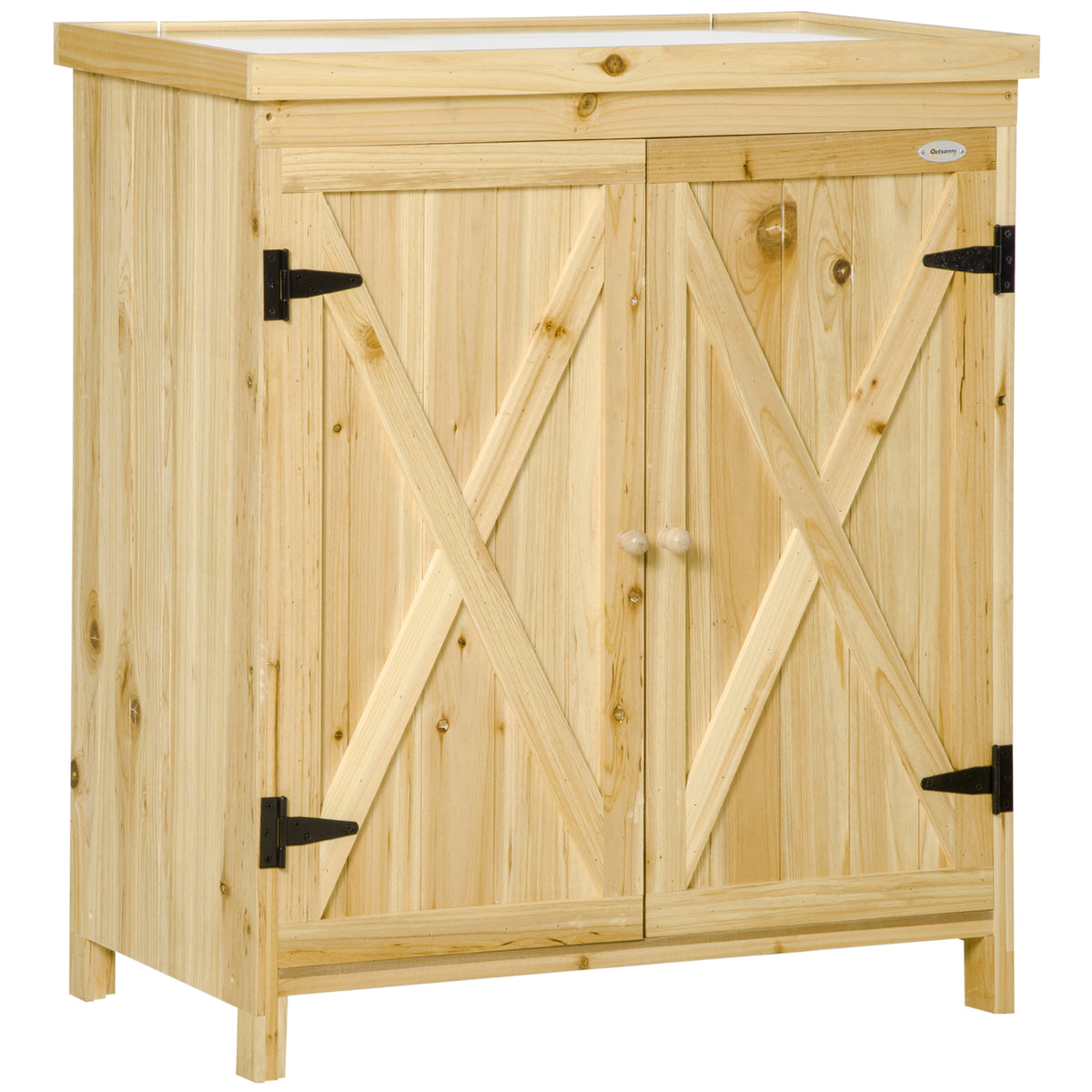 Armoire de jardin armoire de rangement de jardin plateau en métal galvanisé en bois massif 80 x 45 x 92 cm bois naturel-0