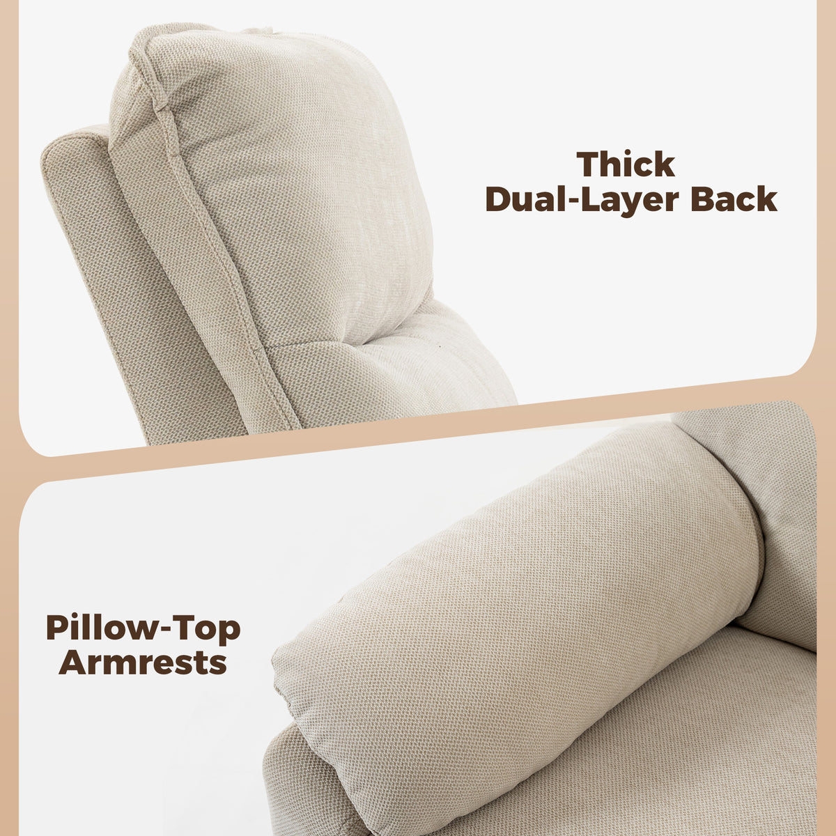 Fauteuil Releveur Électrique Massage et Chaleur Fauteuil Relax Électrique Chenille Ports USB Dossier Inclinable Crème-8