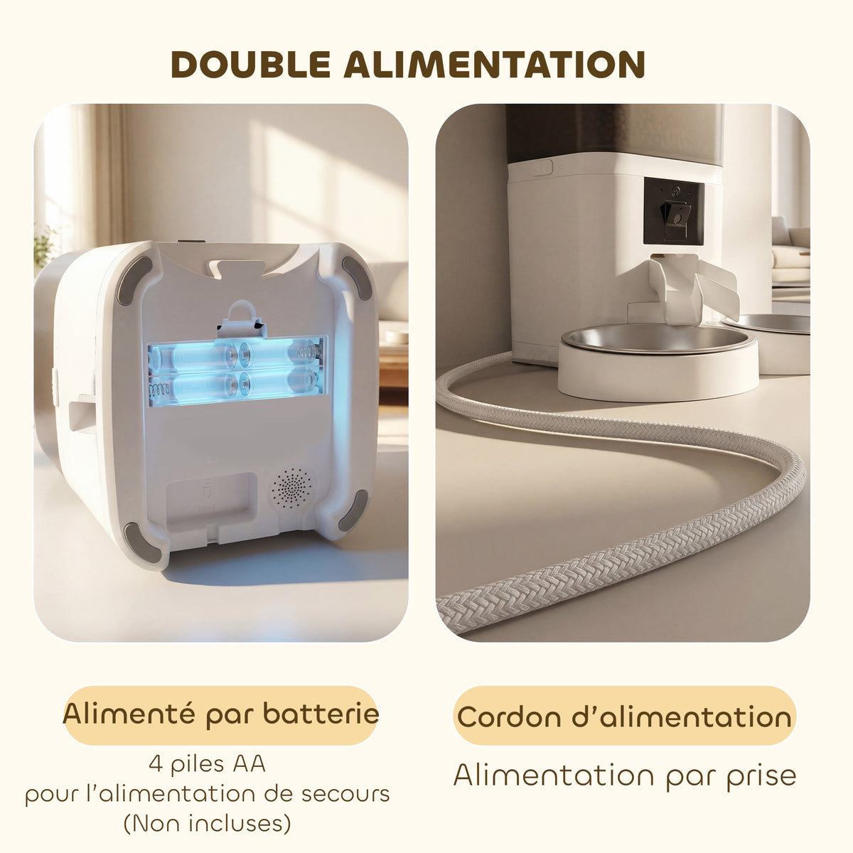 Distributore automatico Wi-Fi 6 L con doppia ciotola per gatti, bianco-7