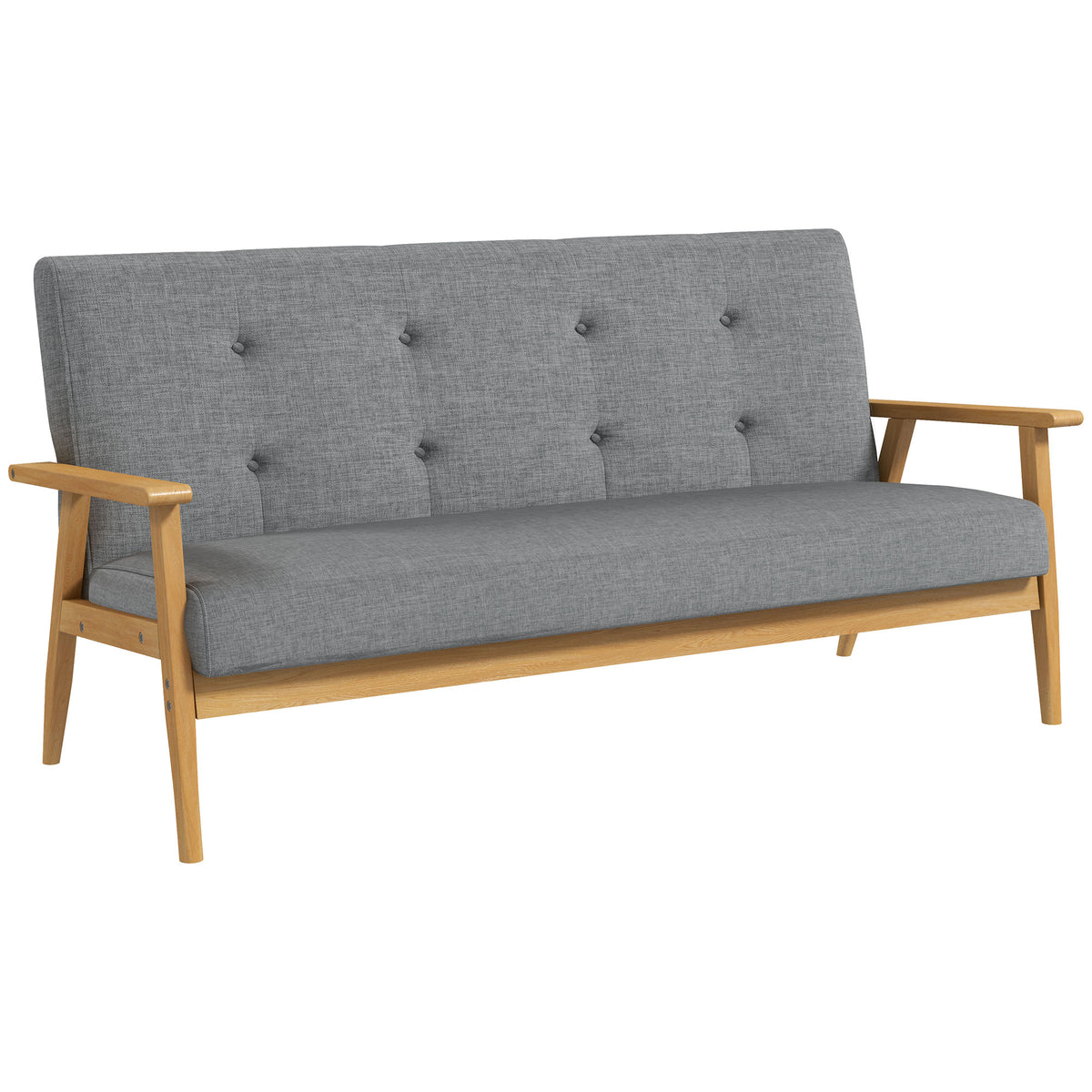 Canapé 3 places 154,5, canapé scandinave avec dossier capitonné, assise rembourrée et accoudoirs, gris-0