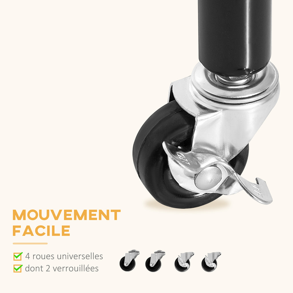 Portant à Vêtements avec Roulettes Tringle a Vêtement solide Charge 140 Kg 150 x 60 x 170 cm Porte-Manteau en acier noir-4