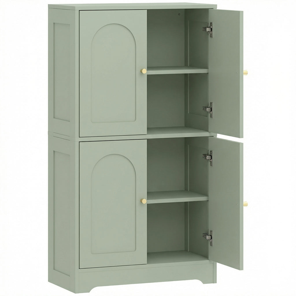 Buffet cuisine, meuble cuisine rangement avec 4 portes cintrées et 2 étagères réglables, 60 x 30 x 110 cm, vert-0