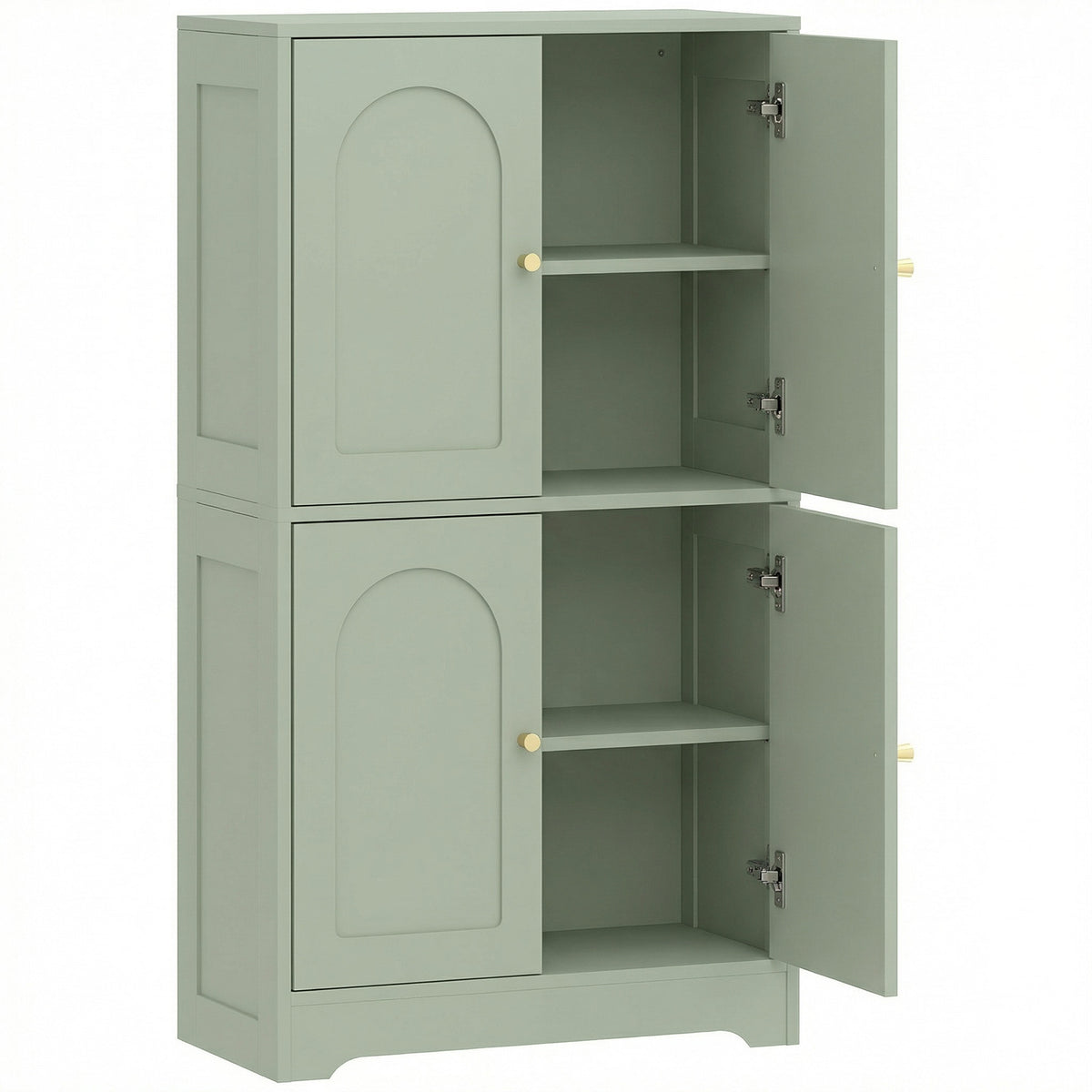 Buffet cuisine, meuble cuisine rangement avec 4 portes cintrées et 2 étagères réglables, 60 x 30 x 110 cm, vert-0