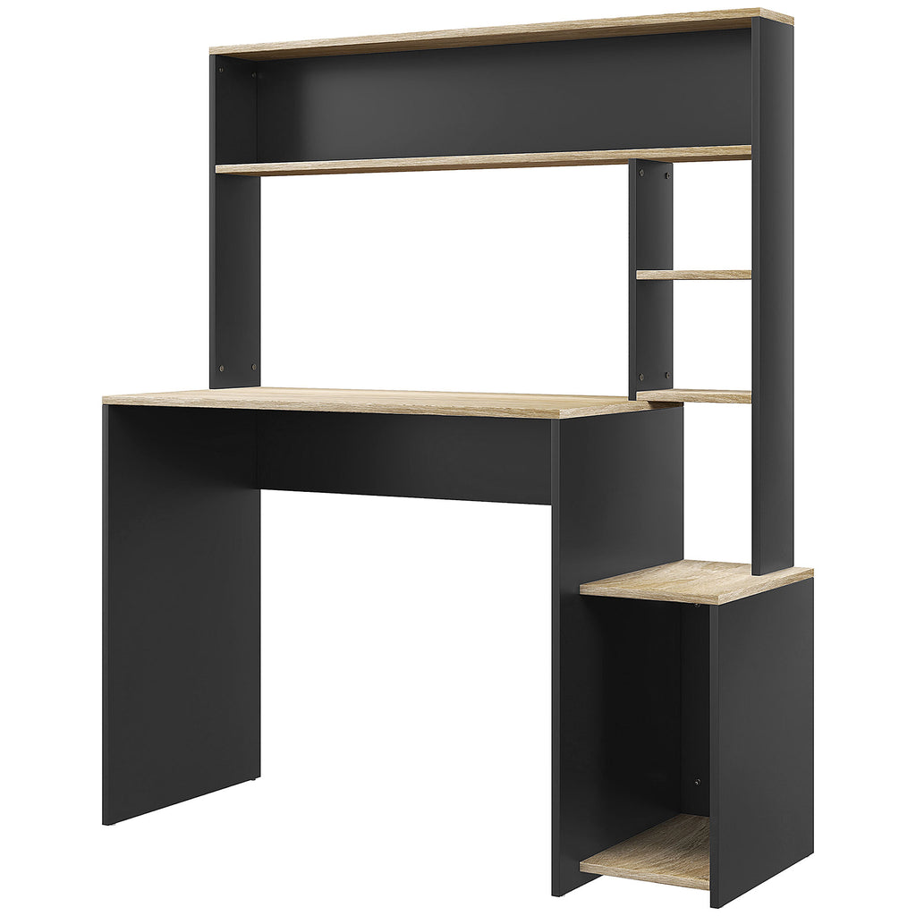Bureau multi-rangements avec étagères, support pour unité centrale, grand bureau, 114L x 45l x 138H cm-0