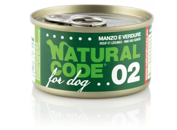 NATURAL CODE DOG 02 MANZO & VERDURE 90 GR.