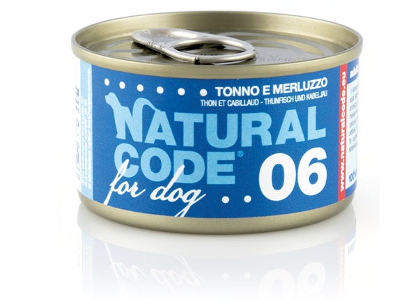 NATURAL CODE DOG 06 TONNO & MERLUZZO 90 GR.